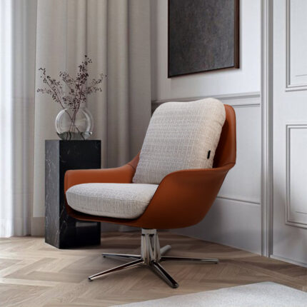 Swivel Serenity Shiny Stainless Steel Swivel Lounge Chair DJ610 / PZ-208-L