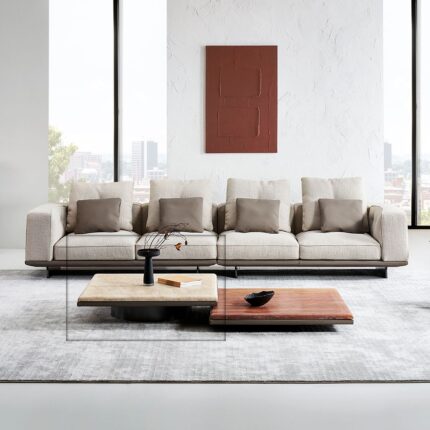 Pre-order 65 Days Delivery Avenor Beige Travertine Coffee Table B-SF091-Beig2