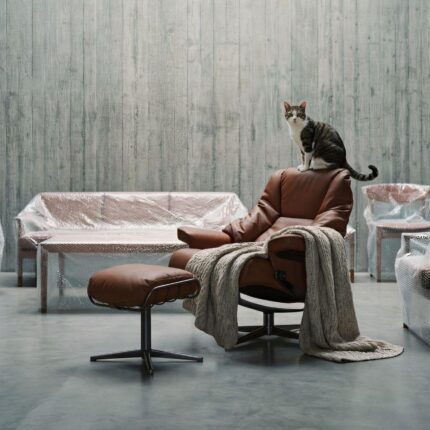 Meridian Lounge Chair With Ottoman Caramel Leather F-2286C