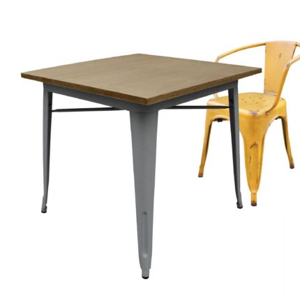 Industrial Table With Solid Wood Top 80 Cm Bptt01S+N
